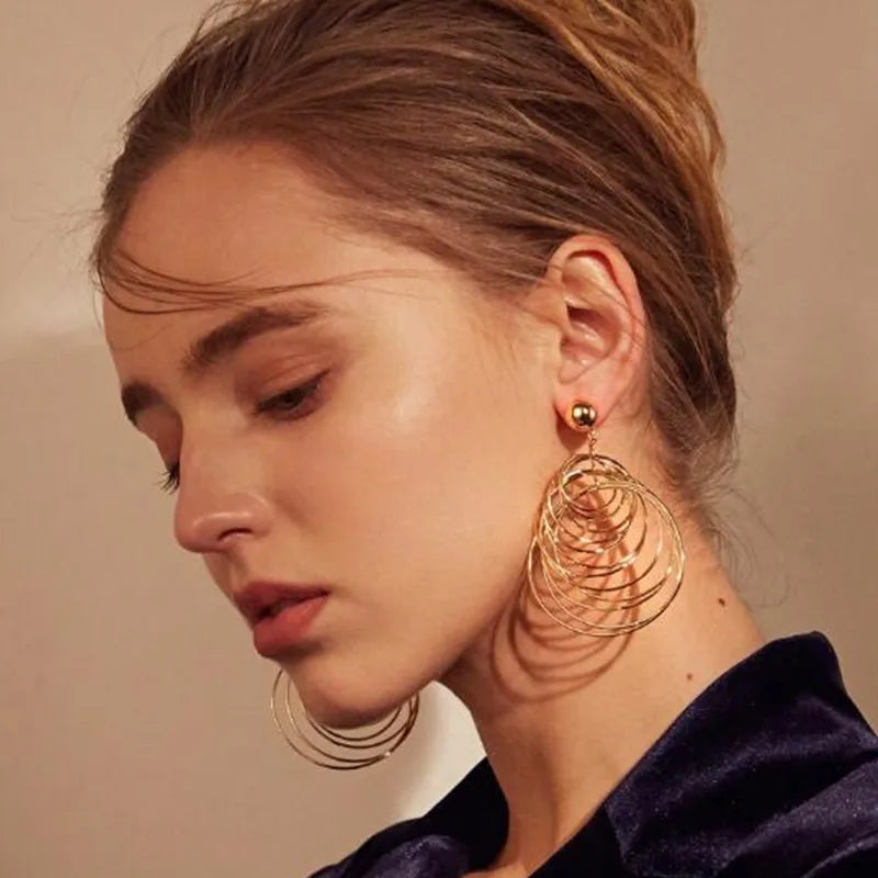 Layered Hoop Statement Earrings