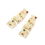 Geometric Textured Gold Statement Earrings