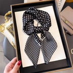 Women's Silk Scarfs Polka Dot Print Versatile Fashionable Trendy Harajuku Elegant Sun Girls Protection Small Square Scarfs Cute