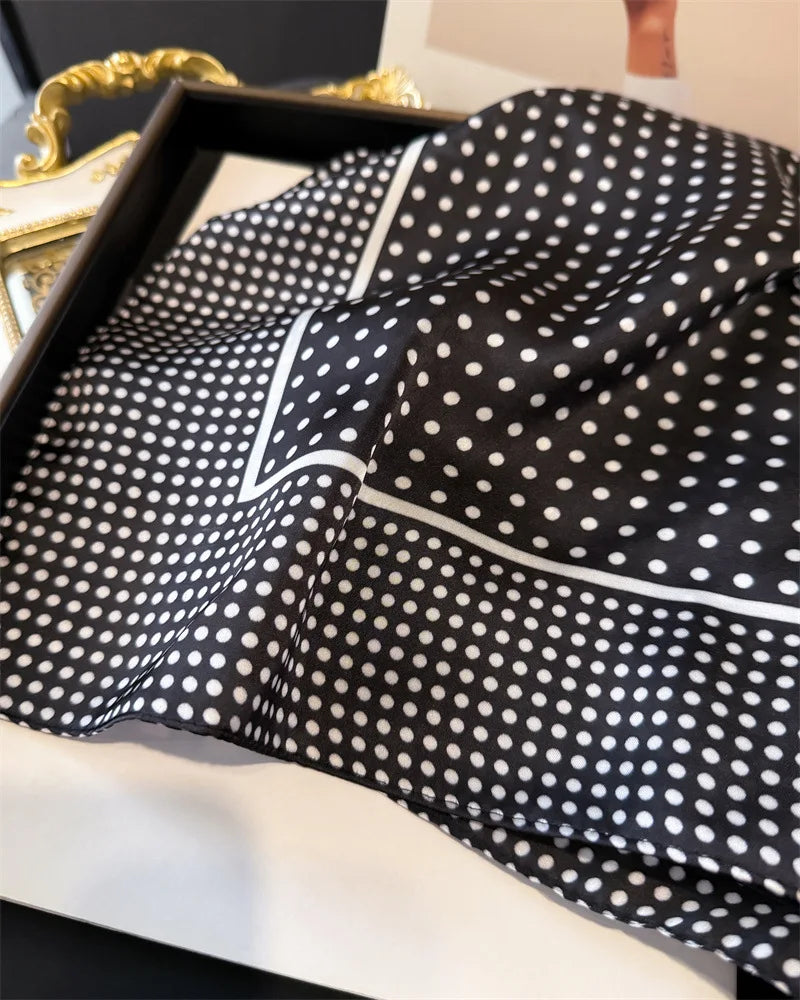 Women's Silk Scarfs Polka Dot Print Versatile Fashionable Trendy Harajuku Elegant Sun Girls Protection Small Square Scarfs Cute