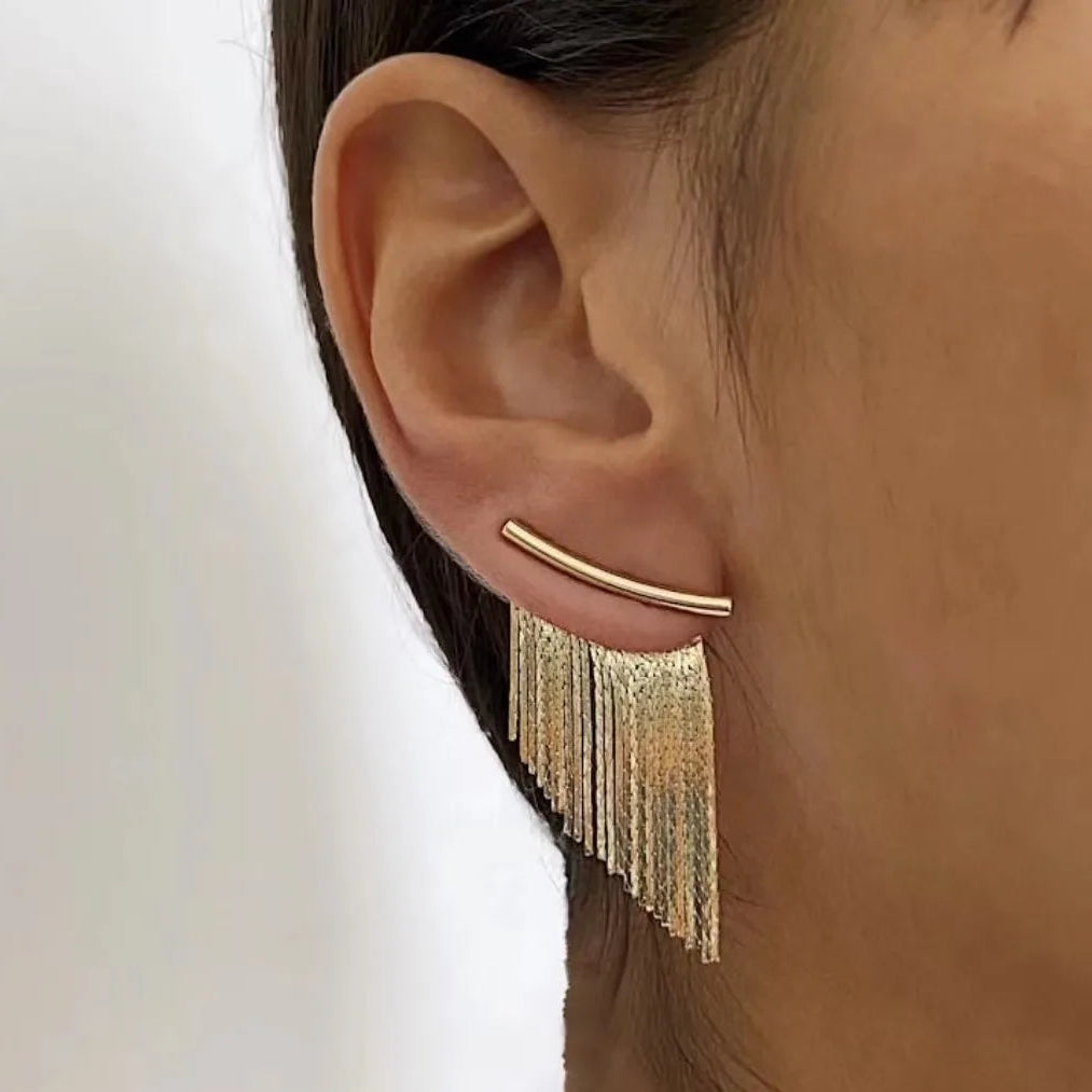 Minimal Chain Tassel Statement Earrings