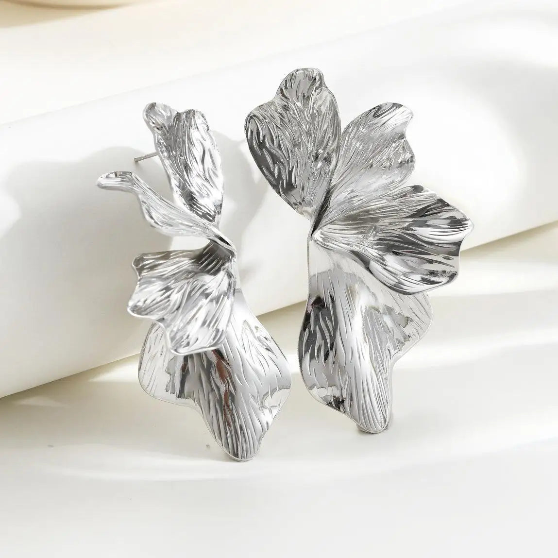 Gold Sculptural Leaf Statement Earrings