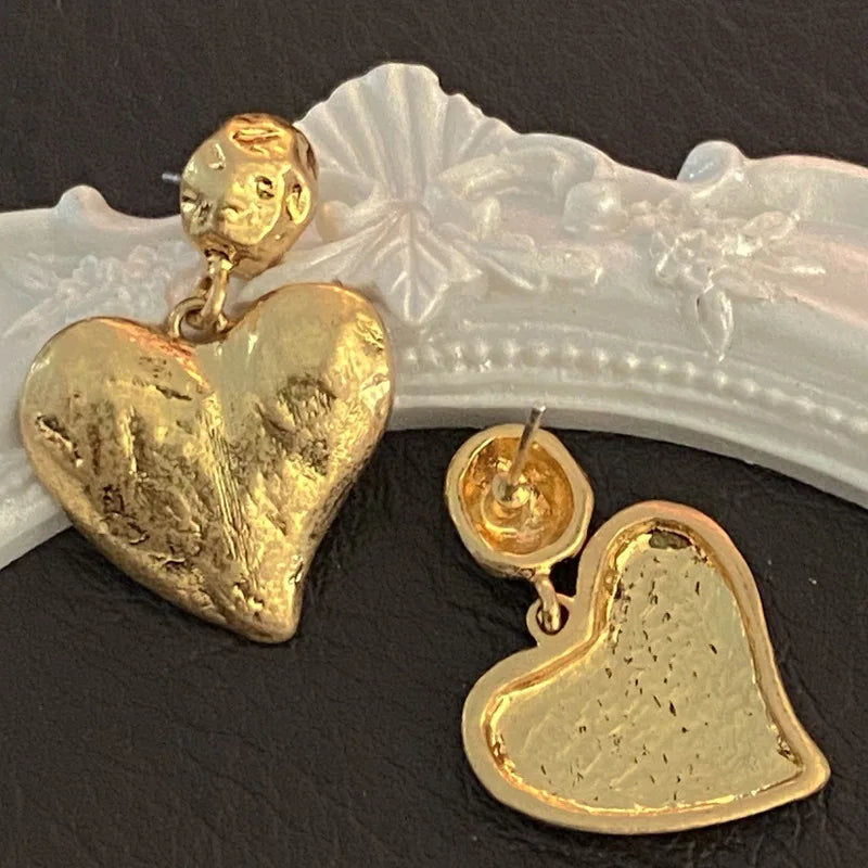Sculpted Heart Statement Earrings