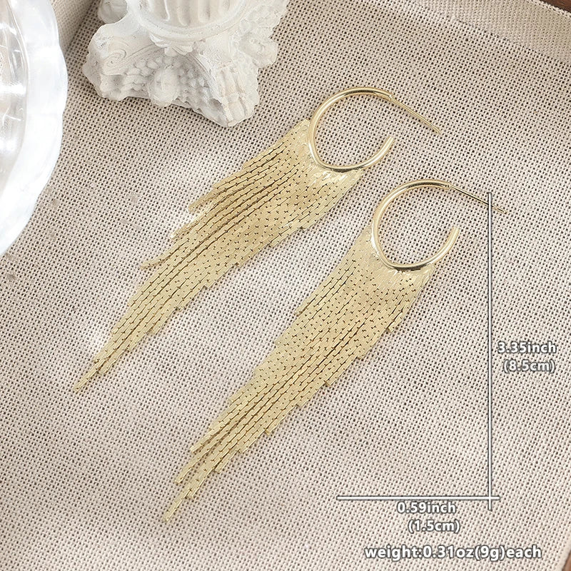 Gold Tassel Drop Earrings