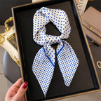 Women's Silk Scarfs Polka Dot Print Versatile Fashionable Trendy Harajuku Elegant Sun Girls Protection Small Square Scarfs Cute