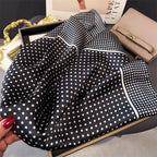 Women's Silk Scarfs Polka Dot Print Versatile Fashionable Trendy Harajuku Elegant Sun Girls Protection Small Square Scarfs Cute
