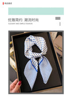 Women's Silk Scarfs Polka Dot Print Versatile Fashionable Trendy Harajuku Elegant Sun Girls Protection Small Square Scarfs Cute