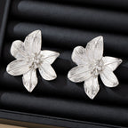 Gold Sculptural Flower Statement Earrings