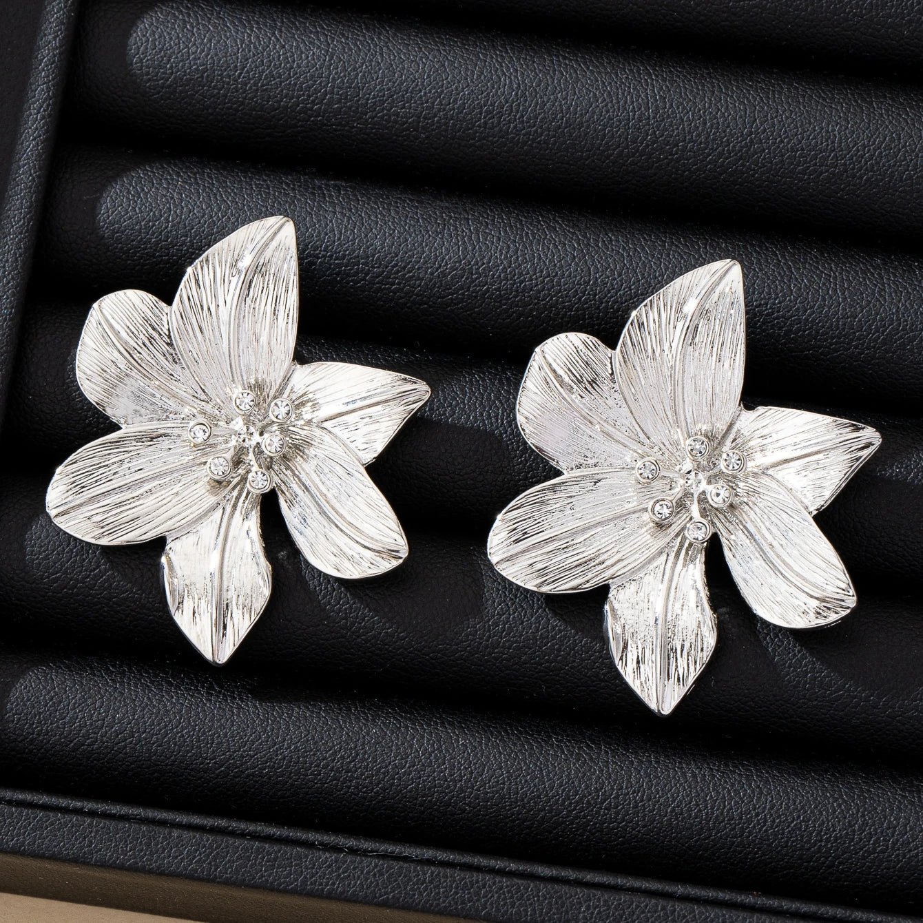 Gold Sculptural Flower Statement Earrings