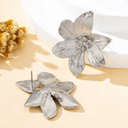 Gold Sculptural Flower Statement Earrings