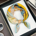Silk (mulberry silk) scarf, landscape oil painting style, thin, for women, fashionable, versatile, professional neckerchief
