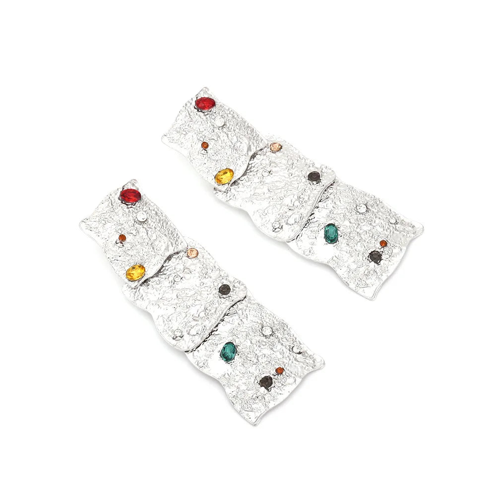 Geometric Textured Gold Statement Earrings