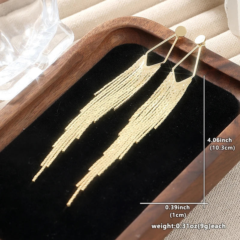 Gold Tassel Drop Earrings