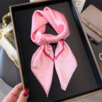 Women's Silk Scarfs Polka Dot Print Versatile Fashionable Trendy Harajuku Elegant Sun Girls Protection Small Square Scarfs Cute