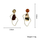 Irregular Brown & Gold Drop Earrings