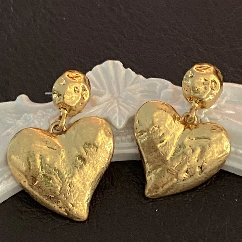 Sculpted Heart Statement Earrings