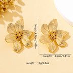 Gold Sculptural Flower Statement Earrings