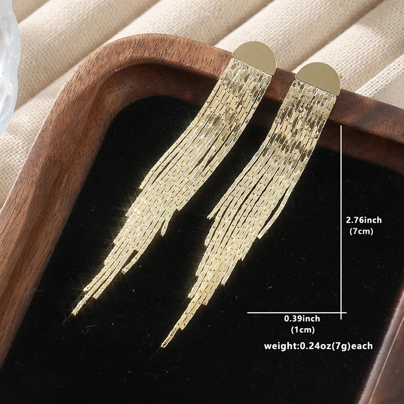 Gold Tassel Drop Earrings