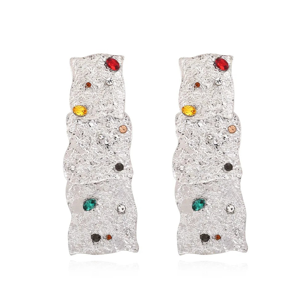 Geometric Textured Gold Statement Earrings