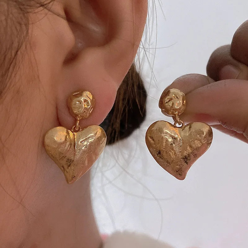 Sculpted Heart Statement Earrings