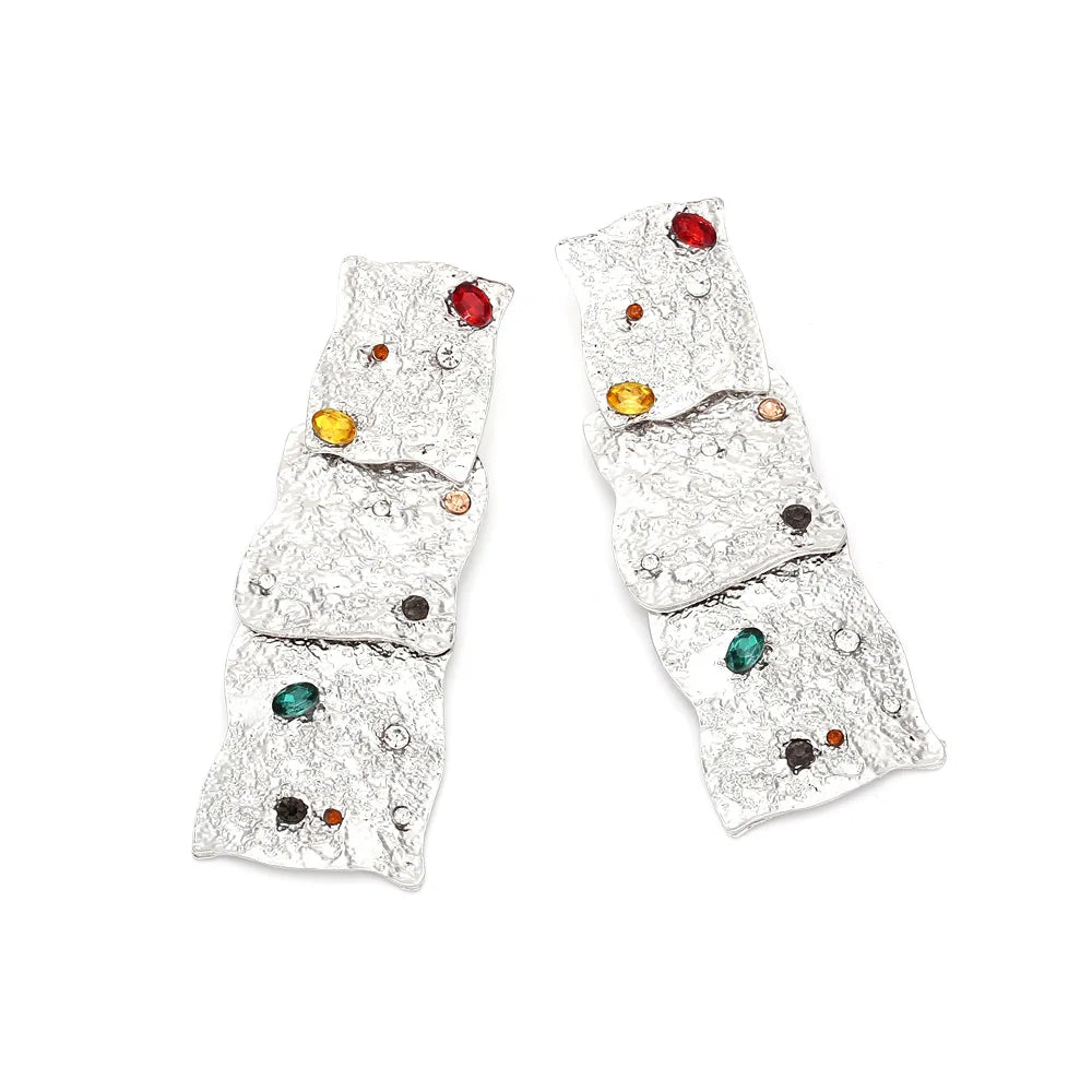 Geometric Textured Gold Statement Earrings