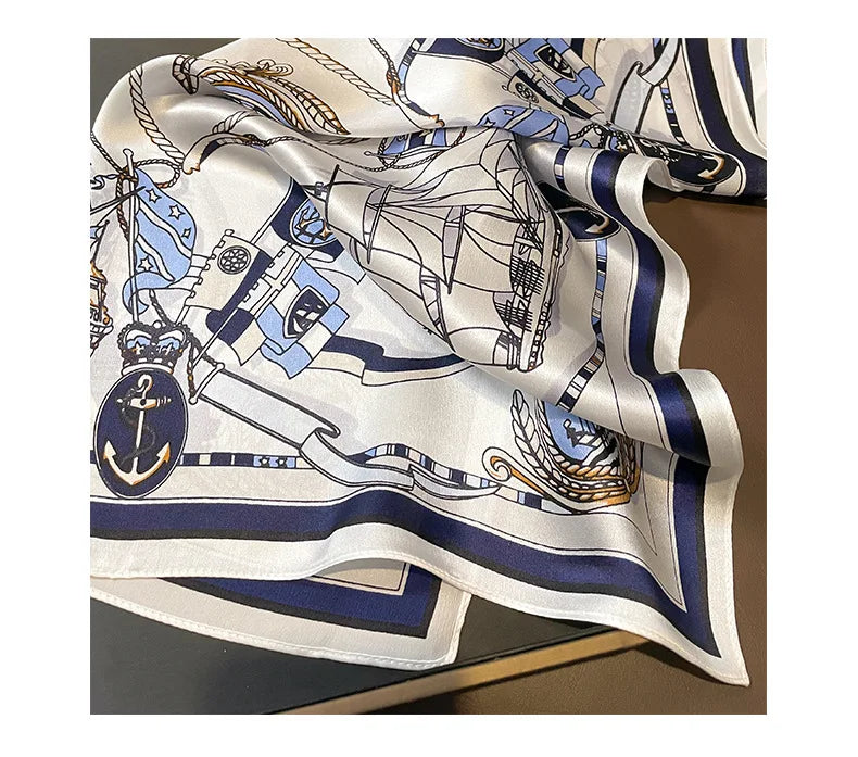 100% Silk Scarf Women elegant Headband Spring Square Fashion Print Hair Foulard Female Lady Shawl Wraps Hijab Bandana Scarves