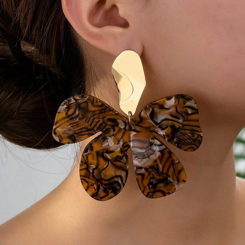 Tortoiseshell Floral Statement Earrings