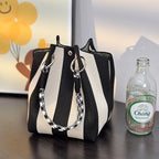 Colourblock Woven Beach Bucket Bag