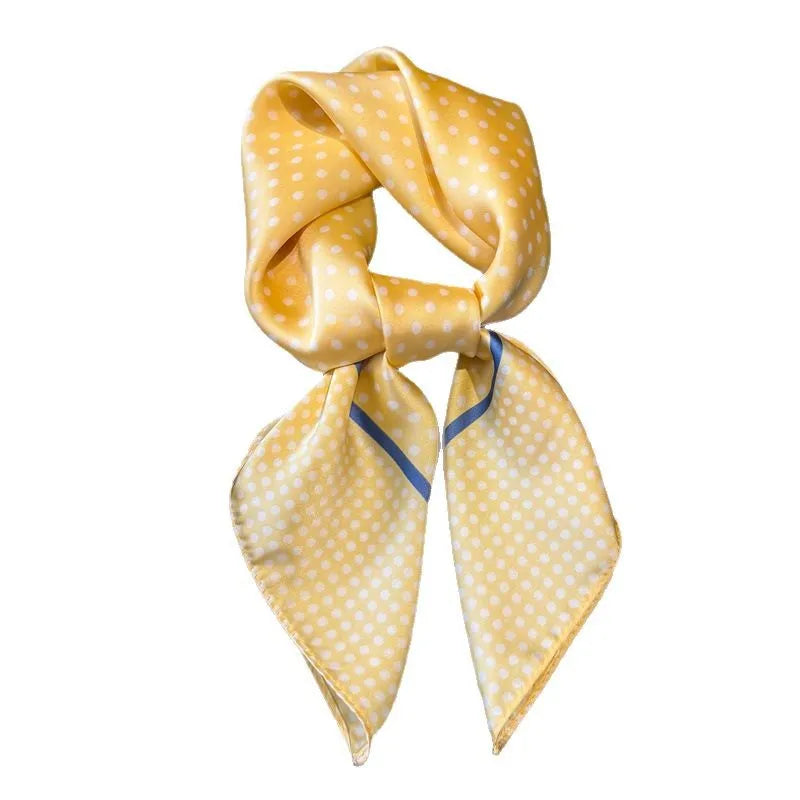 Women's Silk Scarfs Polka Dot Print Versatile Fashionable Trendy Harajuku Elegant Sun Girls Protection Small Square Scarfs Cute