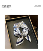 100% Silk Scarf Women elegant Headband Spring Square Fashion Print Hair Foulard Female Lady Shawl Wraps Hijab Bandana Scarves