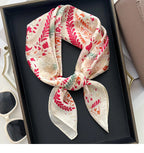 Silk Square Scarf Women Luxury Floral Print Soft Satin Kerchief Hairband Neckerchief Head Hijab Lady Headband Foulard Bag Ribbon