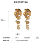 Textured Gold Leaf Drop Earrings