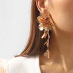 Textured Gold Leaf Drop Earrings