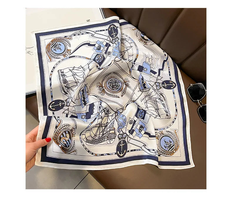100% Silk Scarf Women elegant Headband Spring Square Fashion Print Hair Foulard Female Lady Shawl Wraps Hijab Bandana Scarves