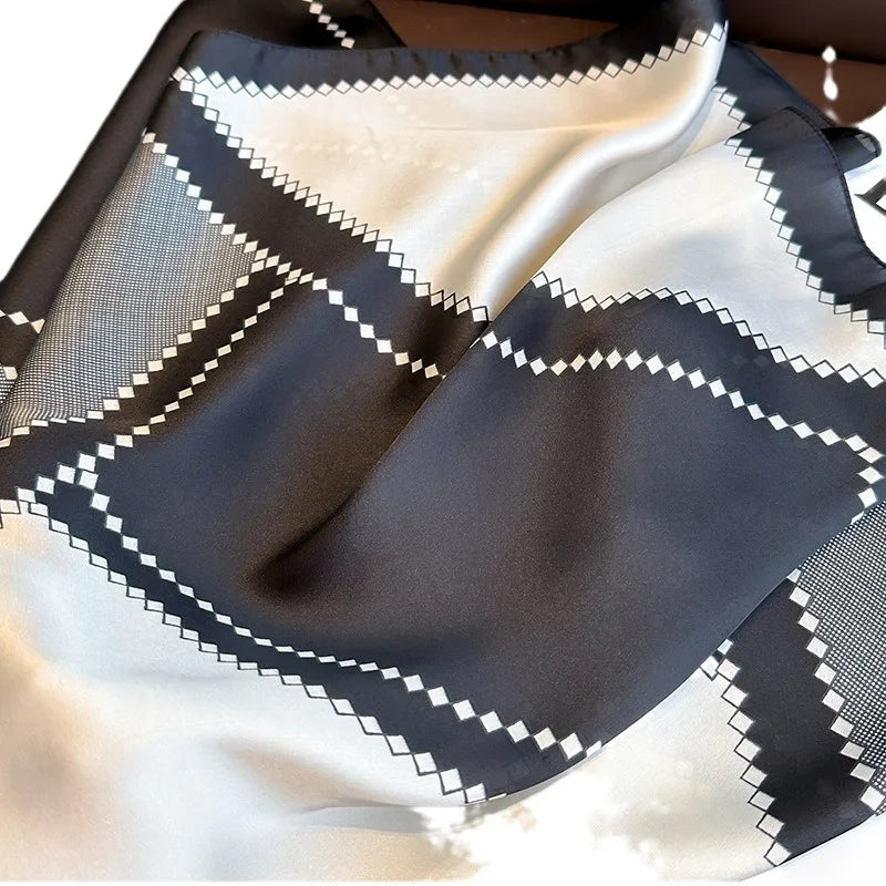 Luxury Silk Feeling Shawl Square Scarf Women Spring Hijab Fashion Wraps Neckerchief Female Hair Bands Ribbon Headband Bandana