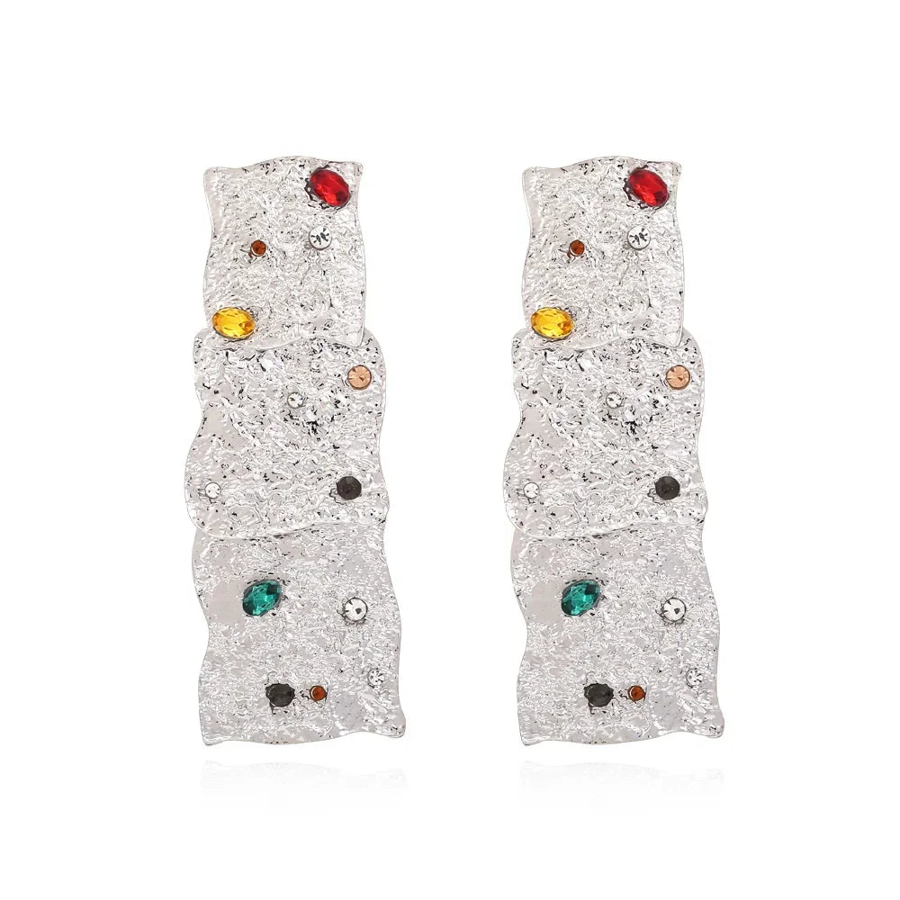 Geometric Textured Gold Statement Earrings