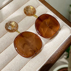 Vintage-Style Brown Resin Drop Earrings
