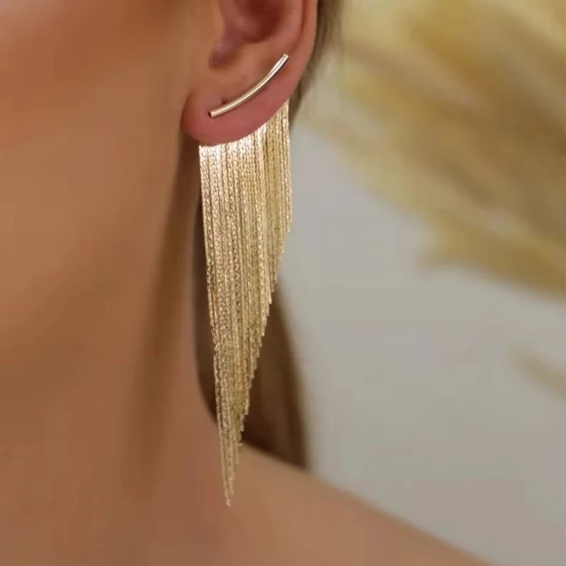 Gold Tassel Drop Earrings