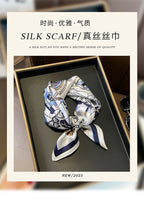 100% Silk Scarf Women elegant Headband Spring Square Fashion Print Hair Foulard Female Lady Shawl Wraps Hijab Bandana Scarves