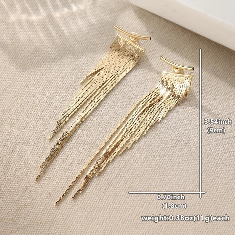 Gold Tassel Drop Earrings