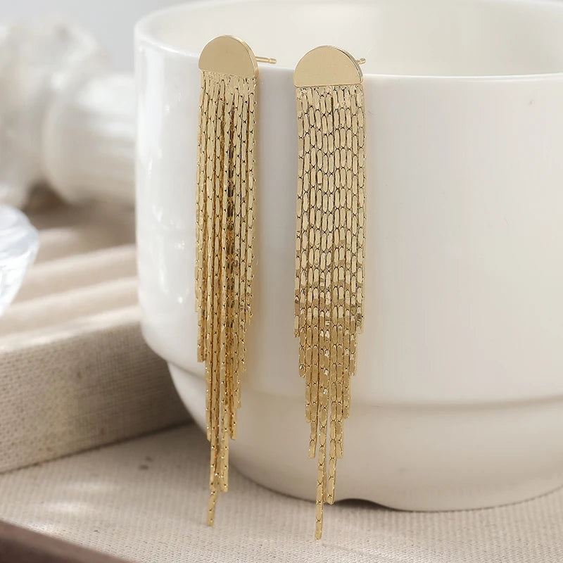 Gold Tassel Drop Earrings