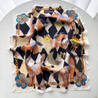 Silk Imitation Scarf for Women Square Design Print Hairbands Foulard Bandana Neck Kerchief Headbands Decoration