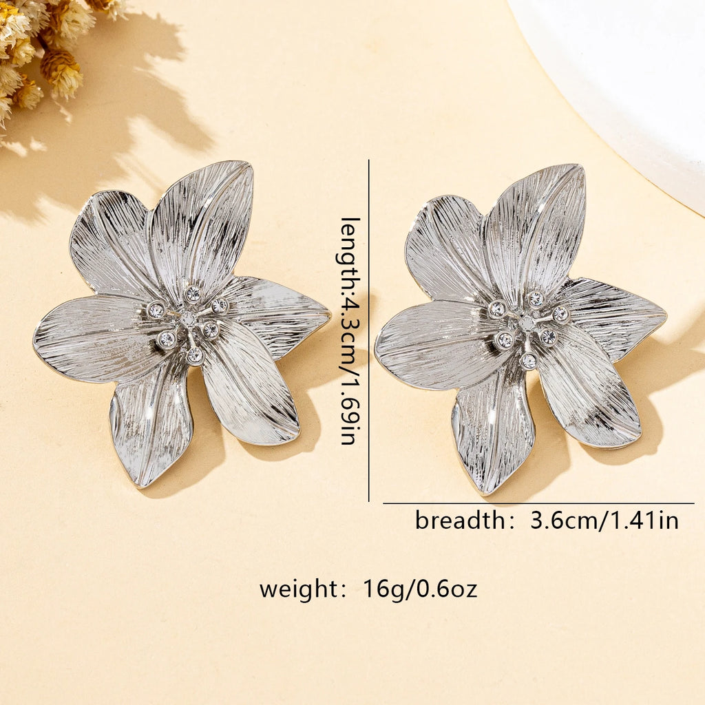 Gold Sculptural Flower Statement Earrings