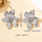 Gold Sculptural Flower Statement Earrings