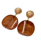 Vintage-Style Brown Resin Drop Earrings