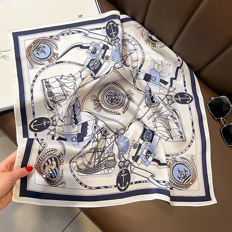 100% Silk Scarf Women elegant Headband Spring Square Fashion Print Hair Foulard Female Lady Shawl Wraps Hijab Bandana Scarves