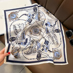 100% Silk Scarf Women elegant Headband Spring Square Fashion Print Hair Foulard Female Lady Shawl Wraps Hijab Bandana Scarves