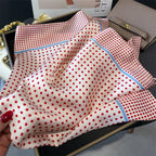 Women's Silk Scarfs Polka Dot Print Versatile Fashionable Trendy Harajuku Elegant Sun Girls Protection Small Square Scarfs Cute