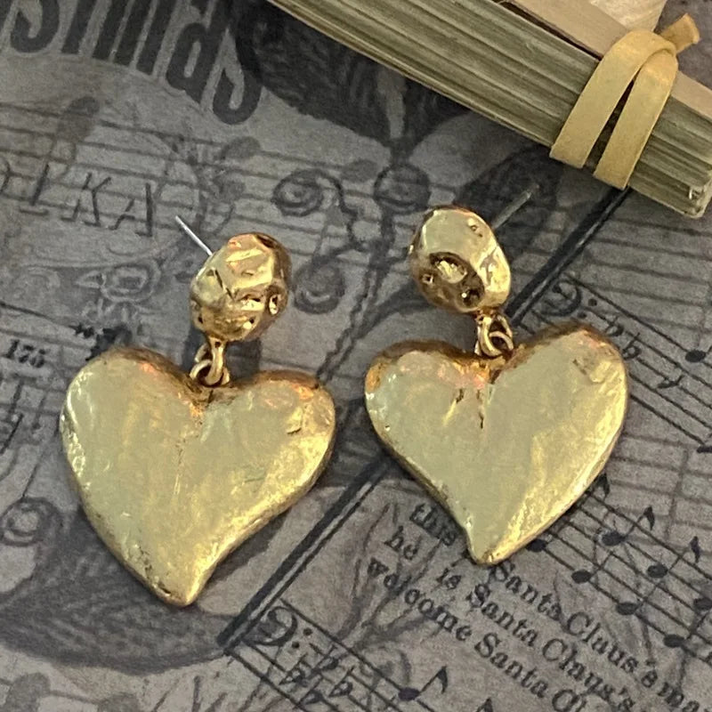 Sculpted Heart Statement Earrings