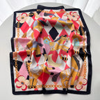 Silk Imitation Scarf for Women Square Design Print Hairbands Foulard Bandana Neck Kerchief Headbands Decoration